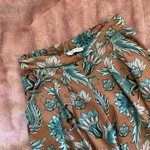 Paisley and floral print wide leg pants